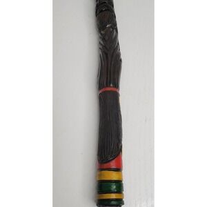 Vtg Hand‎ Carved Wood Statue Figurine Folk Art Rasta Reggae Style 17.5 Inches